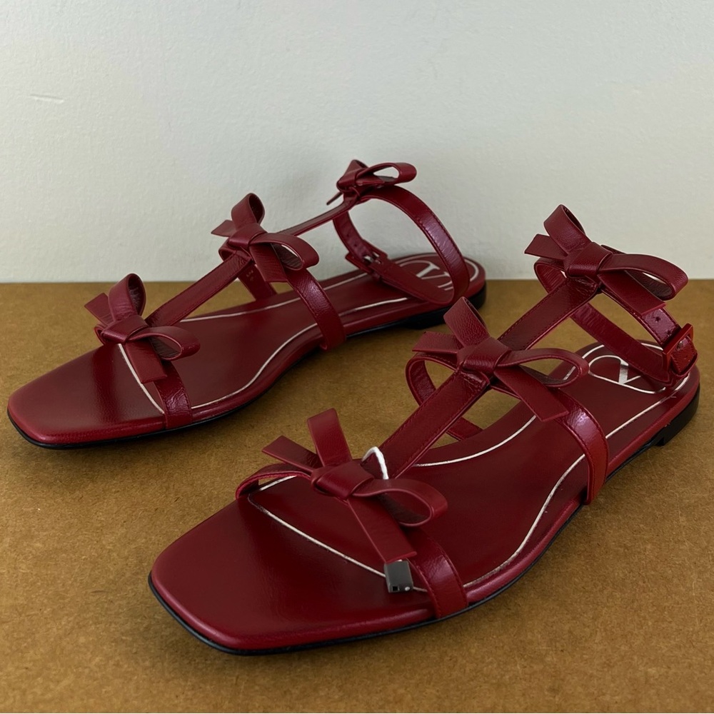 NEW VALENTINO GARAVANI RED BOW LEATHER SANDALS - Picture 9 of 14